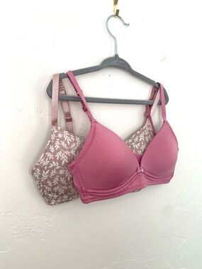 Bundle 2 Girls 32A Bras Juicy Couture Tahari Pink Nude Floral Small Training Bra